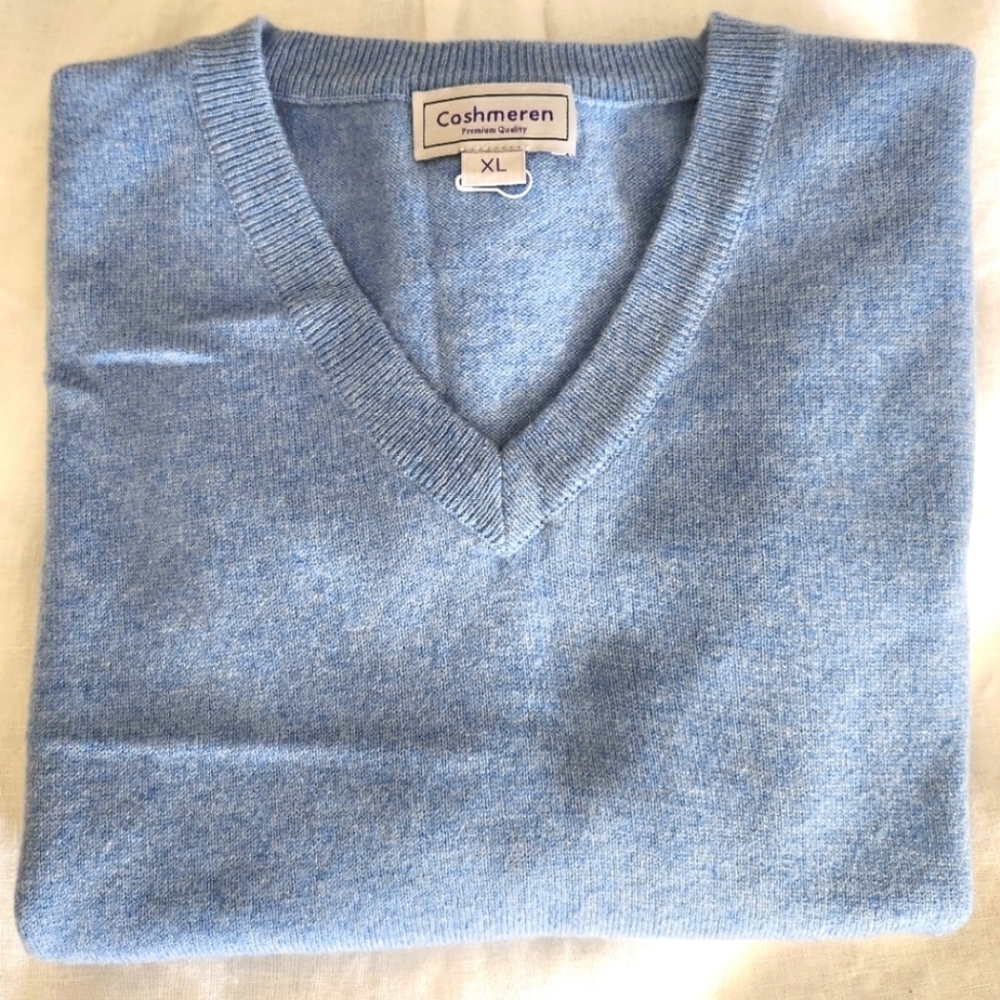 Cashmeren Premium Quality Blue  Cashmere Vest Men's Size XL
